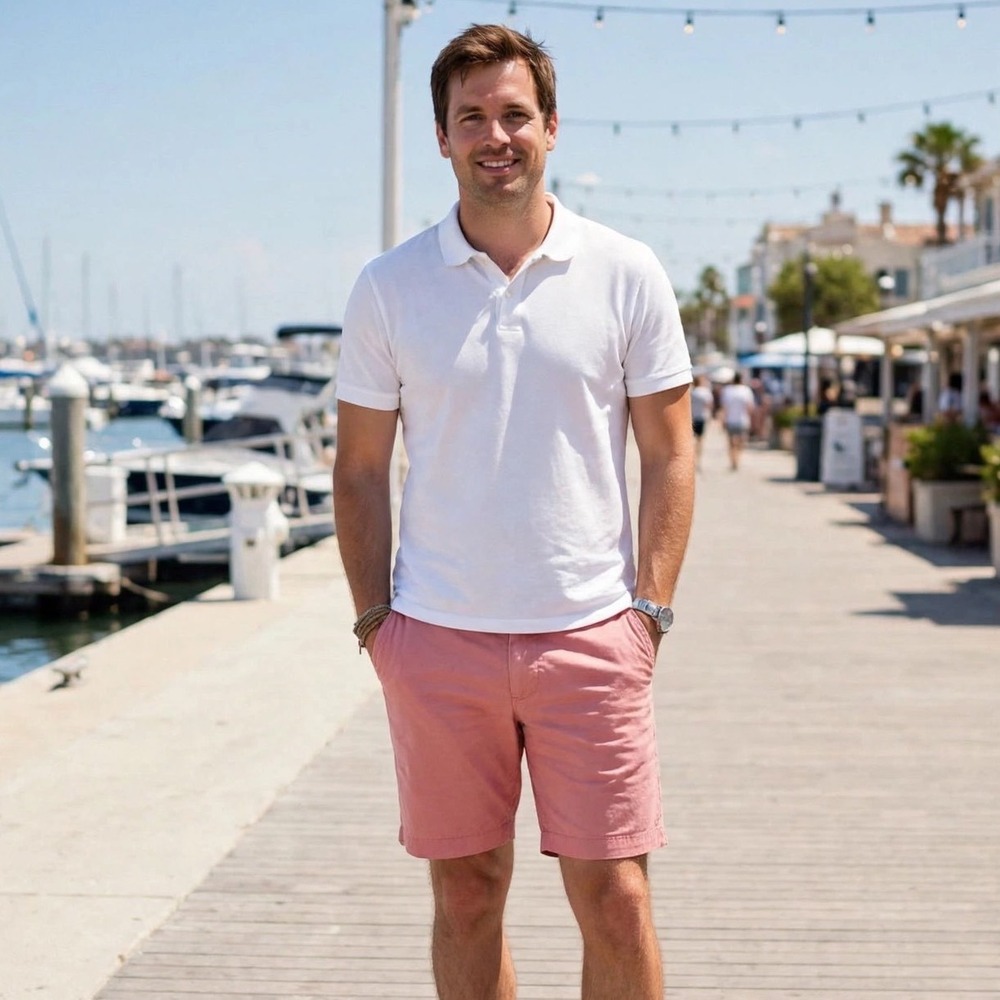 J. Crew Stretch Chino Shorts Coral Pink Men's Size 31 Casual Summer